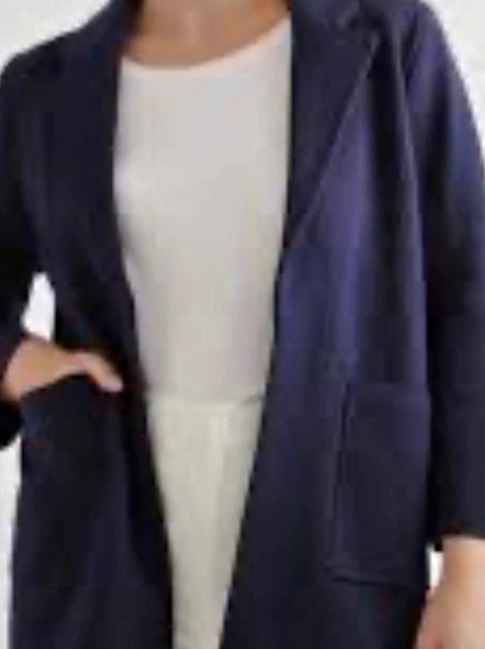 Quince Navy Open-Front Sweater Blazer Organic Cotton-Sz XS